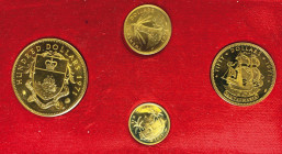 BAHAMAS - Commonwealth, Elizabeth II (1952-2022) Set di 4 valori in oro 1971 in cofanetto (100, 50, 20 e 10$) Fr 5,7,9 e 11 totale AU gr. 72,26 Tit.91...