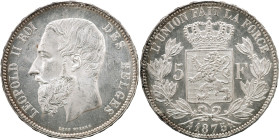 BELGIO - Leopoldo II (1865-1909) 5 franchi 1875 Bruxelles KM24 AG gr. 25,08 moneta “ghiacciata”, conservazione eccezionale 37mm
FDC