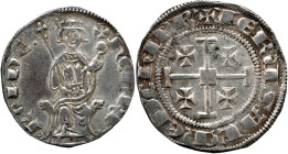 CIPRO - Enrico II (1310-1324) Grosso Sch. 622 R AG gr. 4,63 Principio di patina iridescente, ottima conservazione per il tipo di moneta 25,26mm
SPL+