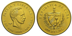 CUBA - Repubblica (1902 - ) 100 Pesos 1988 AU 999 Fr 20 Oro gr. 31,22 Solo 50 esemplari coniati Molto rara 32,06mm
FDC
