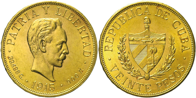 CUBA - Repubblica (1902 - ) 20 Pesos 1915 AU KM 21 Oro gr. 33,46 Ottimo lustro d...