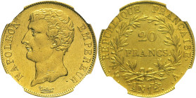 FRANCIA - Napoleone I (1804-1814) 20 Franchi Napoleone Imperatore A 12 A Parigi In slab NGC AU58 20,35mm
AU58
