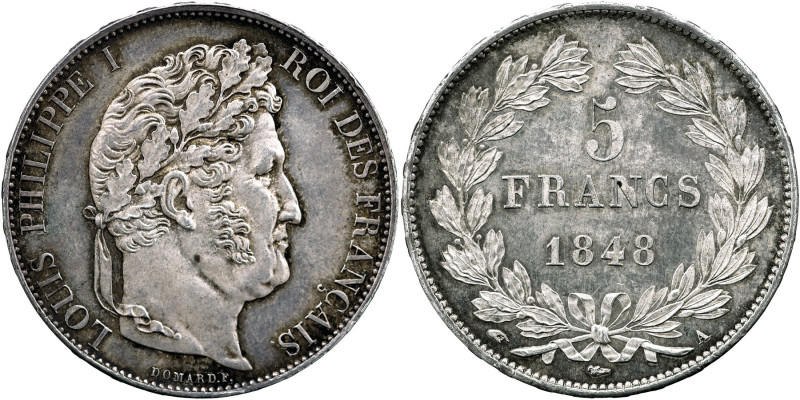 FRANCIA - Luigi Filippo (1830-1848) 5 franchi 1848 A Parigi Gadoury 678 AG gr. 2...