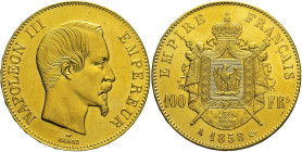 FRANCIA - Napoleone III (1852-1870) 100 Franchi 1858 A Parigi, Fr 569 AU Oro gr. 32,23 34,38mm
SPL+