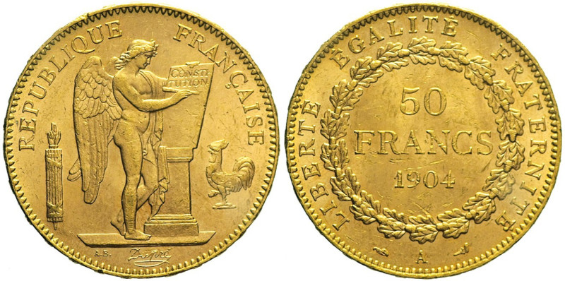 FRANCIA - Terza Repubblica (1870-1940) 50 Franchi 1904, A, Parigi Fr. 591 AU Oro...