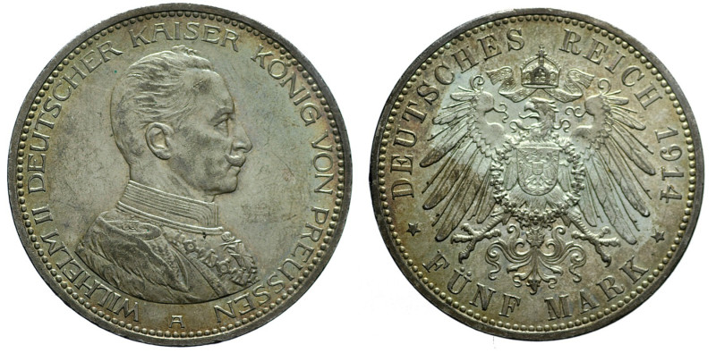 GERMANIA - Prussia Guglielmo II (1888-1918) 5 Marchi 1914 - KM 536 AG gr. 27,8 D...