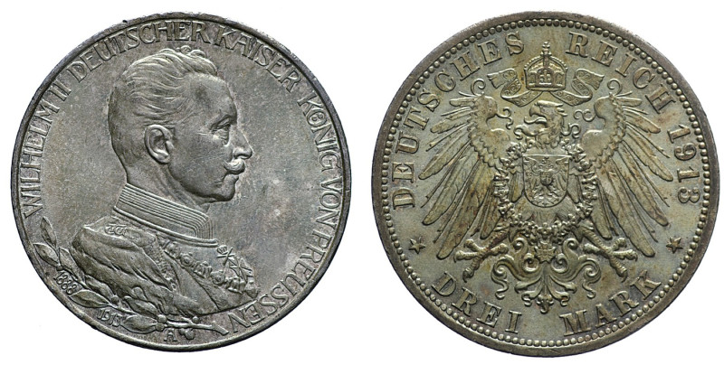 GERMANIA - Prussia - Guglielmo II (1888-1918) 3 marchi 1913 KM 535 AG gr. 16,68 ...