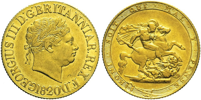 GRAN BRETAGNA - Giorgio III (1760-1820) Sterlina 1820 AU Oro Fr 371 gr. 8,01 21,...
