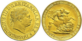GRAN BRETAGNA - Giorgio III (1760-1820) Sterlina 1820 AU Oro Fr 371 gr. 8,01 21,65mm
SPL