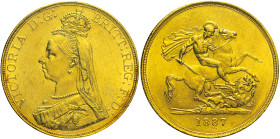 GRAN BRETAGNA - Vittoria (1837-1901) 5 Sterline 1887 AU Oro Fr. 390 Periziata Gianfranco Erpini SPL/qFDC 35,4mm
SPL/qFDC
