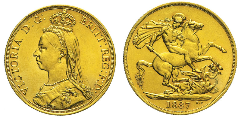 GRAN BRETAGNA Vittoria (1837-1901) 2 Sterline 1887 Fr 391 AU Oro gr. 16,05 28,63...