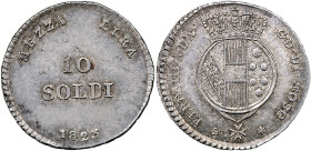 FIRENZE - Ferdinando III di Lorena (1791-1801) - 10 soldi o mezza lira 1823 Gig. 50 AG gr 1,87 1,87g 16,73mm
qFDC