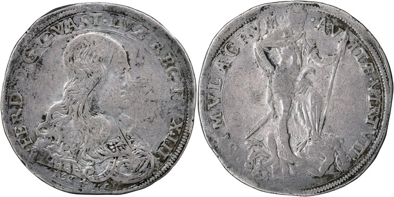 GUASTALLA - Ferrante III Gonzaga (1632-1678) Scudo da 7 lire 1664 MIR 414 R2 AG ...
