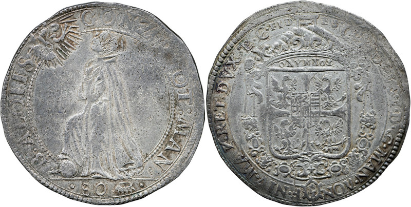 MANTOVA - Carlo I Gonzaga (1627-1637) - 80 soldi o Mezzo Ducatone ND MIR 647/1 A...