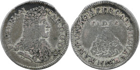 MANTOVA, Ferdinando Carlo (1669-1707) Lira con monte Olimpo 1689 Sigle incisore PR al D/ MIR 740 manca con sigle dell’incisore MI gr 3,8 Rarissima Sol...