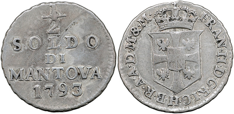 MANTOVA - Francesco II d’Asburgo Lorena (1792-1797) - Mezzo Soldo 1793 MIR 769 R...