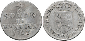 MANTOVA - Francesco II d’Asburgo Lorena (1792-1797) - Mezzo Soldo 1793 MIR 769 R CU gr 1,40 1,4g 15,89mm
BB