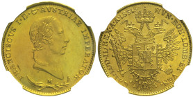 MILANO - Regno Lombardo Veneto - Francesco I d'Asburgo Lorena (1815-1835) Mezza Sovrana 1831 Gig 24 AU Oro In Slab NGC MS63 20,17mm
MS63