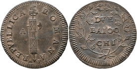 Prima Repubblica Romana (1798-1799) - 2 Baiocchi ND Ancona Gig 3 R CU gr 12,89 34,75mm
qFDC