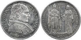 Stato Pontificio - Pio VIII (1829-1839) - 30 Baiocchi 1830 A. II Roma Gig. 3 R AG gr 7,95 25,55mm
qFDC