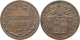 Stato Pontificio - Gregorio XVI (1800-1823)- Baiocco 1835 Roma Gig. 156 CU gr 9,41 29,72mm
FDC