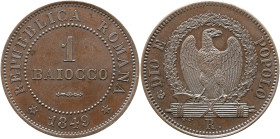 Seconda Repubblica Romana (1848-1849) Baiocco 1849 Roma Gig. 9 R CU gr 9,53 29,6mm
FDC