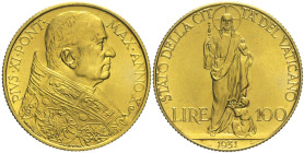 Città del Vaticano - Pio XI (1929-1938) - 100 lire 1931 Gig. 3 R AU Oro gr 8,83 23,4mm
FDC
