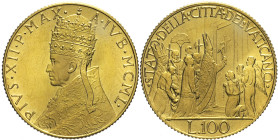 Città del Vaticano - Pio XII (1939-1958) 100 Lire 1950 Gig 108 AU Oro gr 5,22 20,44mm
FDC