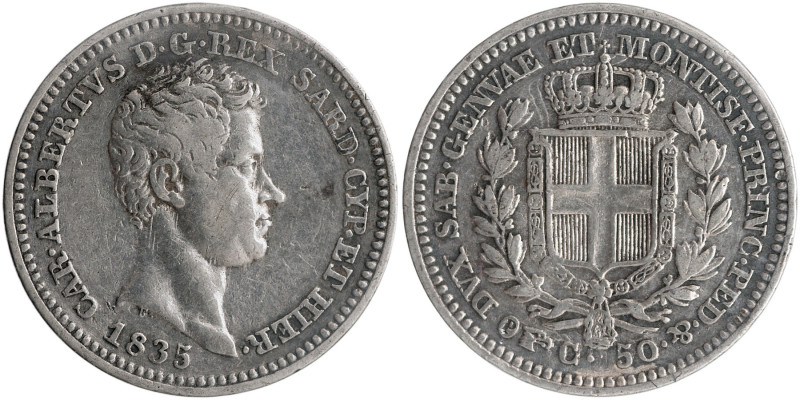 REGNO DI SARDEGNA Carlo Alberto (1831-1849) - 50 Centesimi 1835 Torino Gig 143 R...