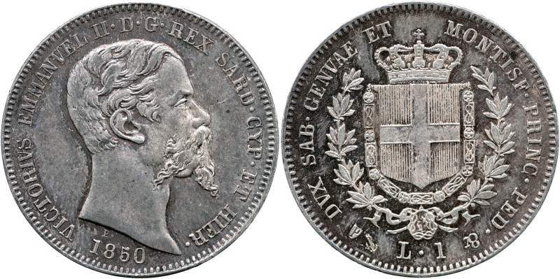 REGNO DI SARDEGNA Vittorio Emanuele II (1849-1861) Lira 1850 Genova Gig 61 R3 AG...