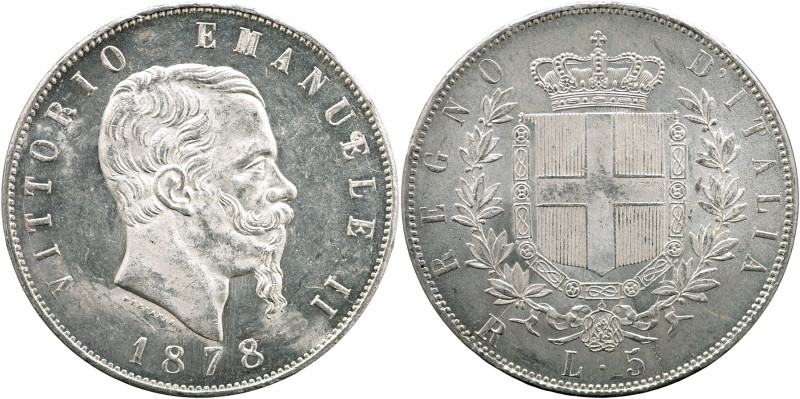 REGNO D'ITALIA Vittorio Emanuele II (1861-1878) 5 Lire 1878 Roma Gig 53 AG gr 25...