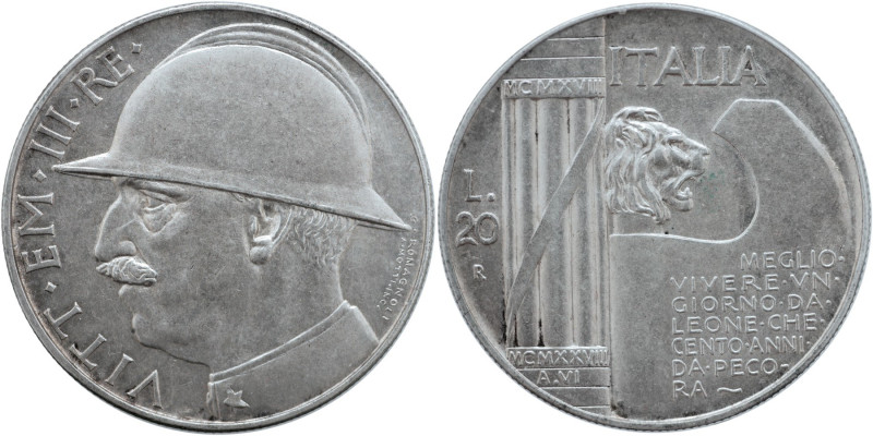 REGNO D'ITALIA Vittorio Emanuele III (1900-1943) 20 Lire 1928 Elmetto Gig 44 NC ...