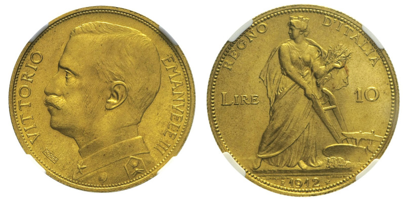 REGNO D'ITALIA Vittorio Emanuele III (1900-1943) 10 Lire 1912 Gig 52 R3 AU Oro I...