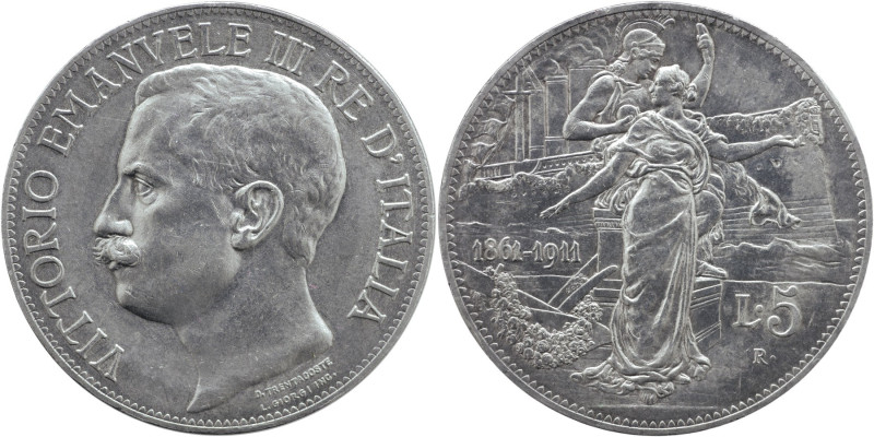 REGNO D'ITALIA Vittorio Emanuele III (1900-1943) 5 Lire 1911 Gig 71 R AG Perizia...