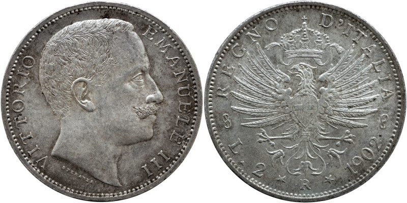 REGNO D'ITALIA Vittorio Emanuele III (1900-1943) 2 Lire 1902 Gig 90 R AG gr 10,0...