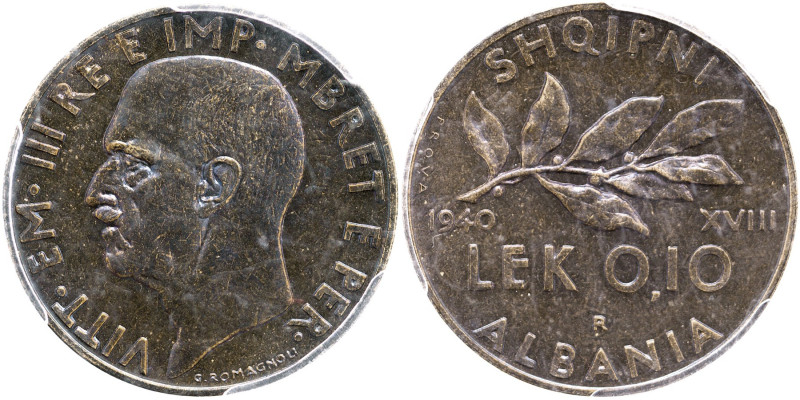ALBANIA Vittorio Emanuele III ( 1939-1943) 0,10 Lek 1940 Prova Gig P 7 R3 Ba In ...