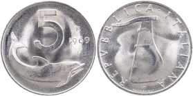 REPUBBLICA ITALIANA 5 Lire 1969 con 1 capovolto Gig 291A NC It 20,2mm
FDC