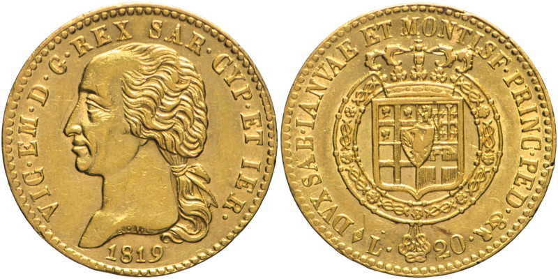 20 Lire 1819 Torino - Mont. 20, Varesi 6; Au R Minimo colpetto al D/ a oro 2 6,4...