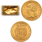 20 Lire 1820 - Mont. 21b; Au R4 Variante "testa di cane" nel taglio. La “testa di cane” si trova sul taglio della moneta tra la E e la M di “VIC. EM.”...