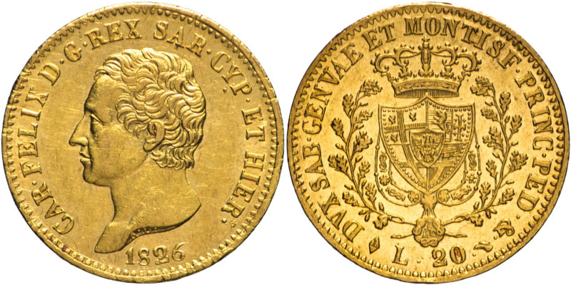 20 Lire 1826 Torino - Mont. 37, Varesi 16; Au • In Slab NGC MS61 Cert. n. 677160...