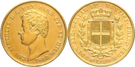 20 Lire 1842 Torino - Mont. 65, Varesi 55; Au R moneta spazzolata ma ancora gradevole 6,45g 21mm
SPL