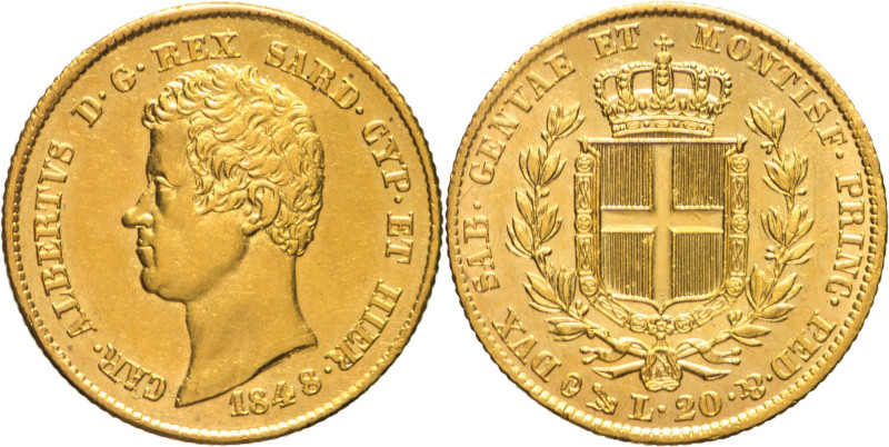 20 Lire 1848 Genova - Mont. 79, Varesi 67; Au leggermente lucidata 6,45g 21mm
S...
