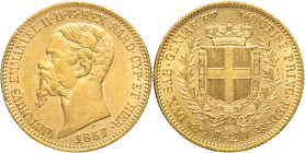 20 Lire 1857 Genova - Mont. 19, Varesi 86; Au NC 6,45g 21mm
SPL/FDC