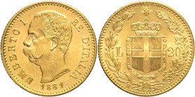 20 Lire 1881 - Mont. 14, Varesi 121; Au 6,45g 21mm
FDC
