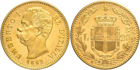 20 Lire 1882 - Mont. 16, Varesi 122; Au Fondi a specchio 6,45g 21mm
qFDC/FDC