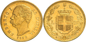 20 Lire 1882 Roma - Mont. 17b, Varesi 122; Au R3 • 1 su 1 capovolto 6,45g 21mm
qFDC