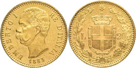 20 Lire 1883 - Mont. 18, Varesi 123; Au 6,45g 21mm
qFDC