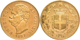 20 Lire 1897 - Mont. 31a, Varesi 132; Au • Oro rosso, fondi speculari. Abrasioni al R/ 6,45g 21mm
qFDC