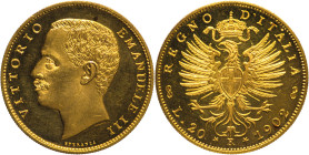 20 Lire 1902 - Mont. 4, Varesi 133; Au R4 In slab NGC MS64 DPL. Cert. n. 6771611001 TOP POP NGC! Unico esemplare MSDPL. Moneta in conservazione eccezi...