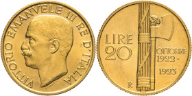 20 Lire 1923 - Mont. 55, Varesi 143; Au R 6,45g 21mm
qFDC